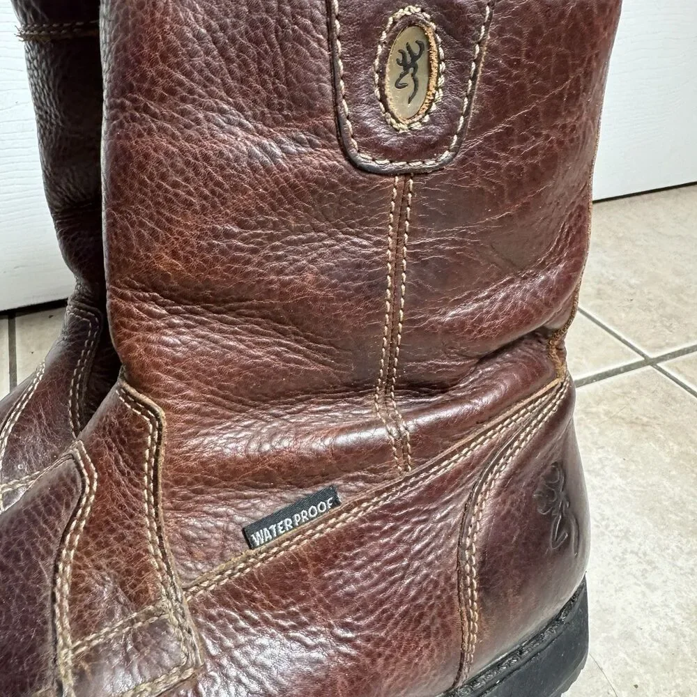 Browning Waterproof Hunting Boots Mens 12 Outdoors Work Brown Leather